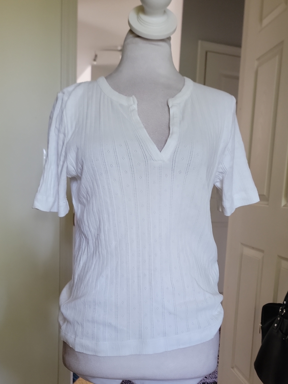 Madewell White Women's Short Sleeve V-Neck Knit Top
